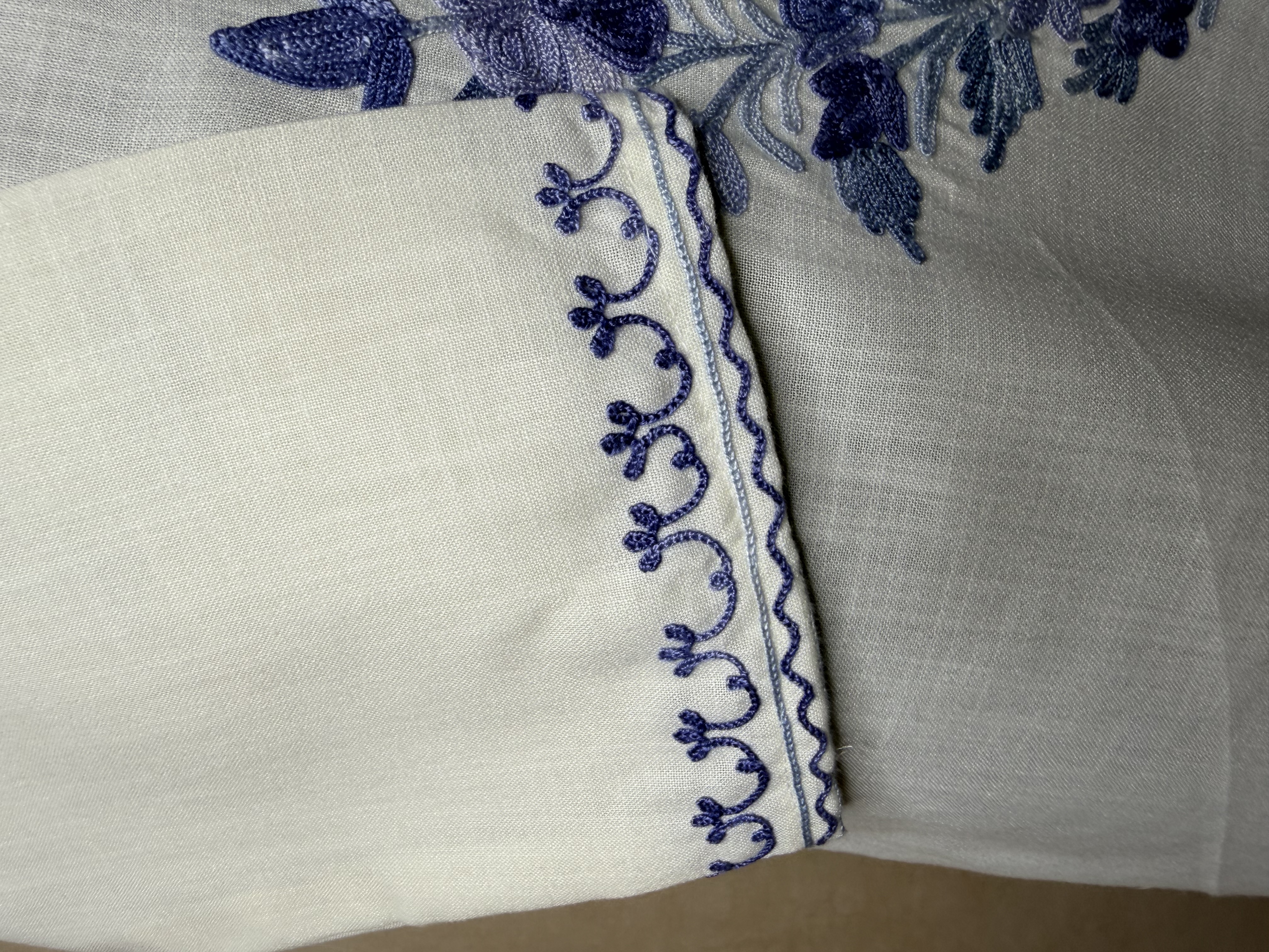 Gulposh Ivory Blue Hand-Guided Aari Embroidered Midi Kurta